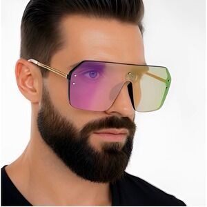 Men Sunglasses UV400 Protection Pink Mirror Lens Luxury Party Beach Shades Fancy